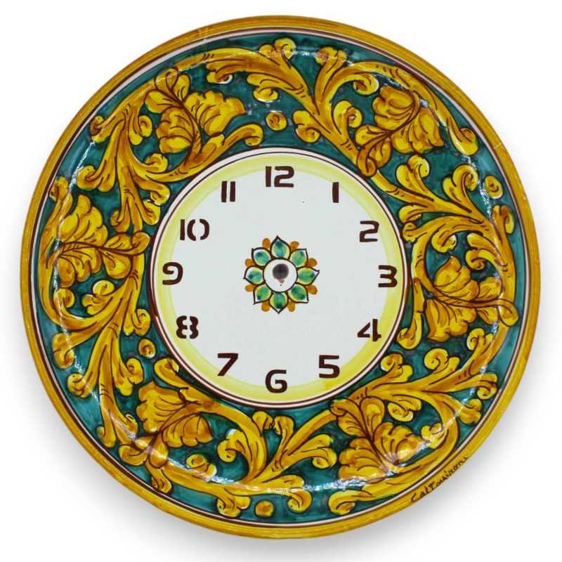 Orologio in ceramica Caltagirone - Ø 30 cm ca. Completo di Ingranaggio, decoro barocco classico - 