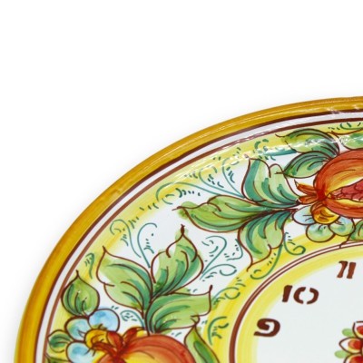 Zegar ceramiczny Caltagirone - Ø 30 cm ok. W komplecie z dekoracją Gear, cytrynami, winogronami i granatami - 