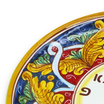 Orologio in ceramica Caltagirone - Ø 30 cm ca. Completo di Ingranaggio, decoro barocco e geometrico - 