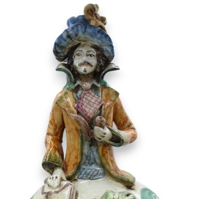 Paire de lampes "Signorotti" du XVIIIème siècle en céramique de Caltagirone, h 50 cm environ. décoration baroque et appl