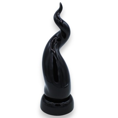 Corne porte-bonheur verticale en céramique sicilienne, base noire sur base noire, avec 4 options de tailles (1pc) - 