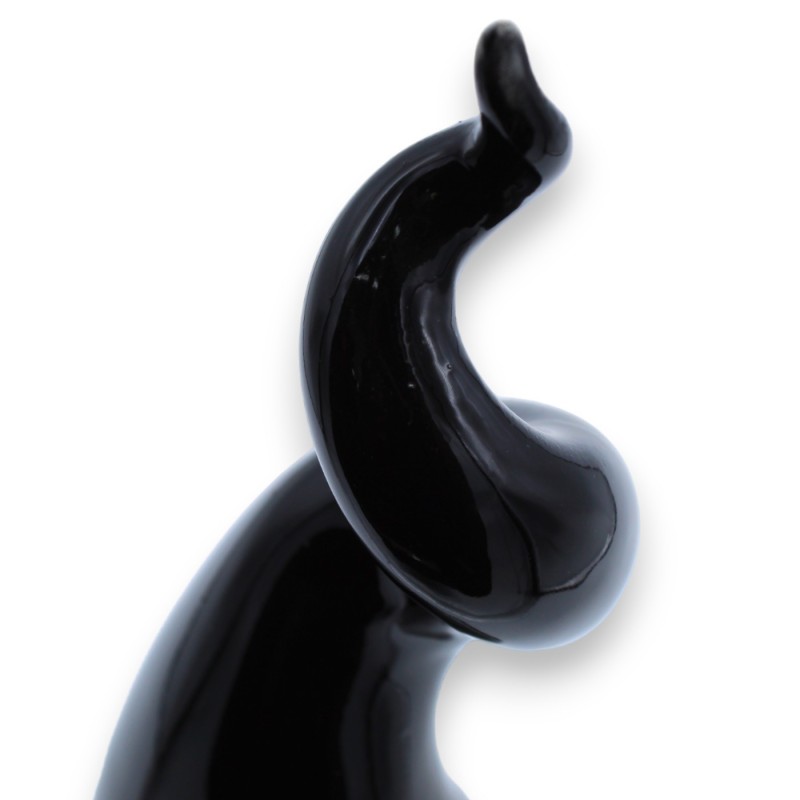 Corne porte-bonheur verticale en céramique sicilienne, base noire sur base noire, avec 4 options de tailles (1pc) - 