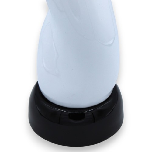 Vertikalt sicilianskt keramiskt Lucky Horn, vitt på svart bas, med 4 storleksalternativ (1 st) -  2