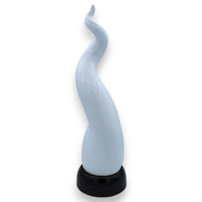 Corno portafortuna verticale in ceramica siciliana, Bianco su base Nera, con 4 opzioni dimensione (1Unità) - 