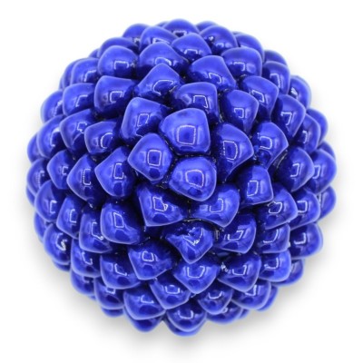 Pinha siciliana de cerâmica Caltagirone - h 20/22 cm aprox. (1 unidade) Azul Cobalto com haste de decoração aleatória - 