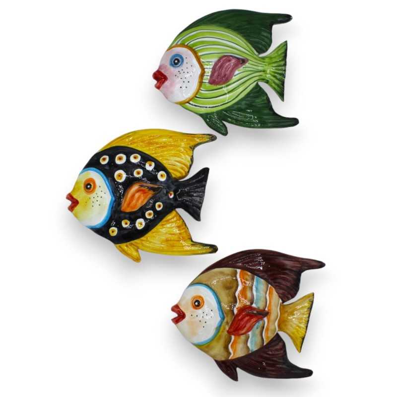 Wall fish in fine Sicilian ceramic - L 18 x h 16 cm approx. (1pc) With direction option - 