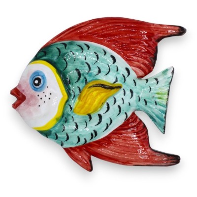 Peixe de parede em cerâmica siciliana fina - L 18 x h 16 cm aprox. (1pc) Com opção de direção - 