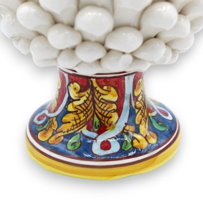 Pinha siciliana, cerâmica Caltagirone, com opção de altura 25 ou altura 30 cm aprox. (1 unidade) Haste branca antiga com