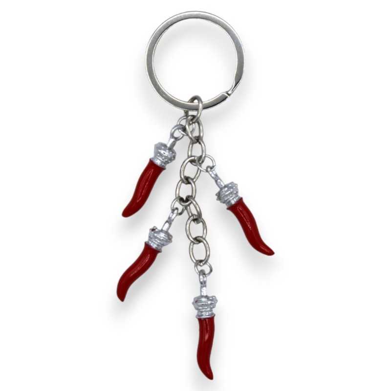 Schlüsselanhänger mit Glückshörnern aus Stahl, H ca. 11 cm. (1 Stück) - 