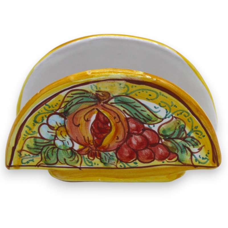 Servilletero media luna en cerámica Caltagirone - h 8 x 13 cm aprox. (1pc) con 5 opciones de decoración - 