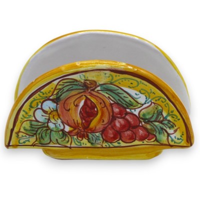 Servilletero media luna en cerámica Caltagirone - h 8 x 13 cm aprox. (1pc) con 5 opciones de decoración - 