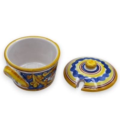 Fromagère, récipient à fromage en céramique Caltagirone - h 10 x 13,5 cm environ. (1pc) avec 4 options de décoration - 
