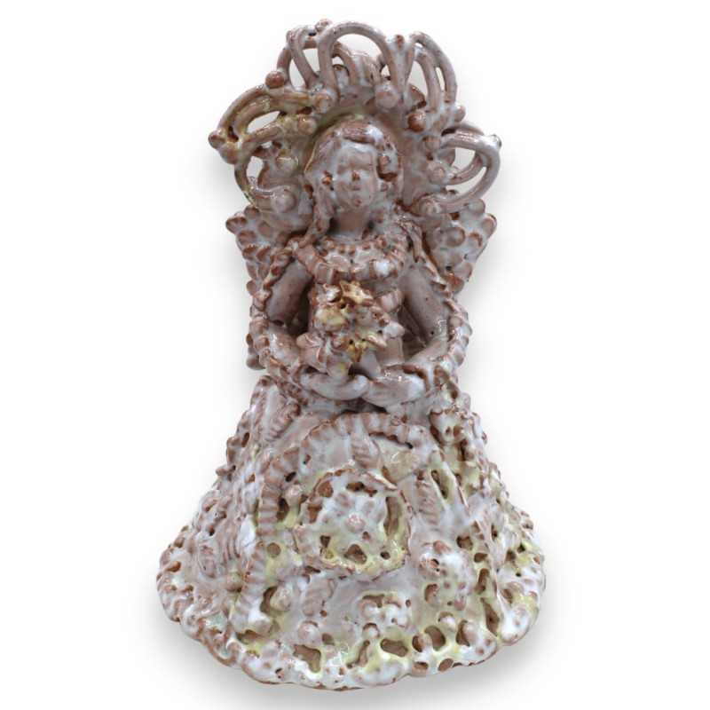 Matrangela porta candela, lumiera in pregiata ceramica siciliana - h 25 cm ca. con decori in rilievo - 