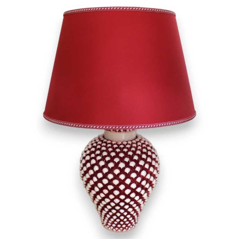 Lampa Pigna z ceramiki Caltagirone - wys. 75 cm ok. Antyczne Bordeaux - 