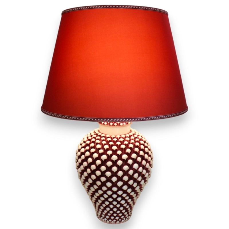 Lume Pigna in ceramica Caltagirone - h 75 cm ca. Bordeaux Anticato - 