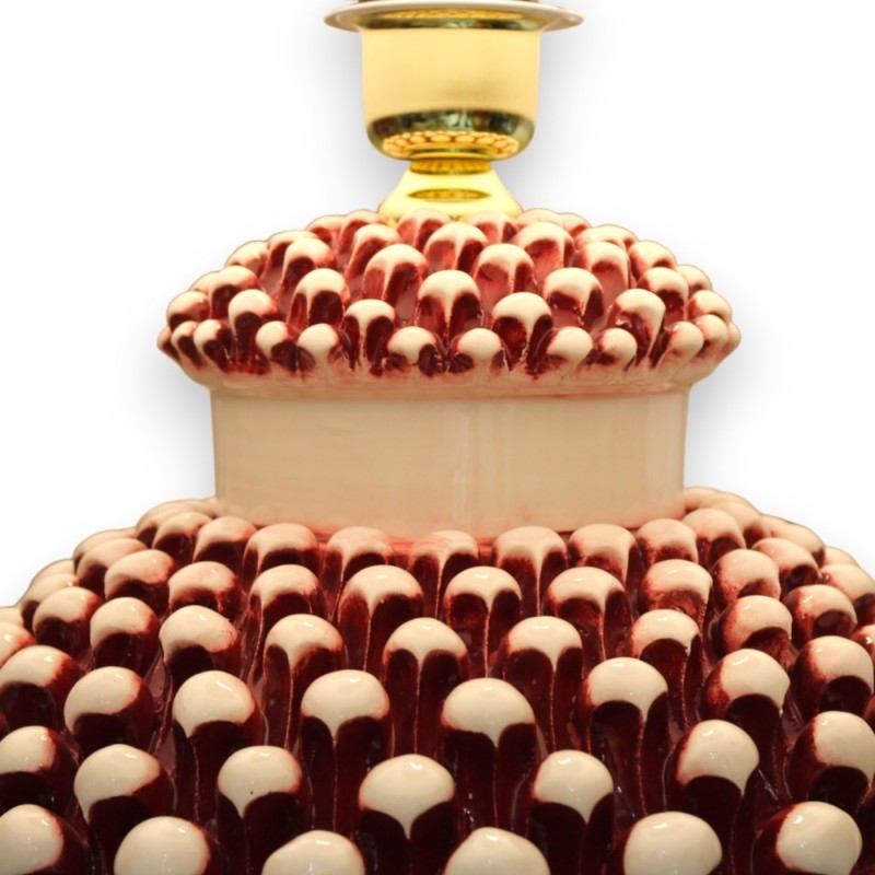 Lume Pigna in ceramica Caltagirone - h 75 cm ca. Bordeaux Anticato - 