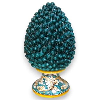 Lámpara Pigna perforada en cerámica Caltagirone - h 45 cm aprox. Cardenillo con tallo decoración barroca - 