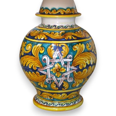 Caltagirone ceramic Baroque lamp - 70 cm approx. Baroque and Geometric decoration - 