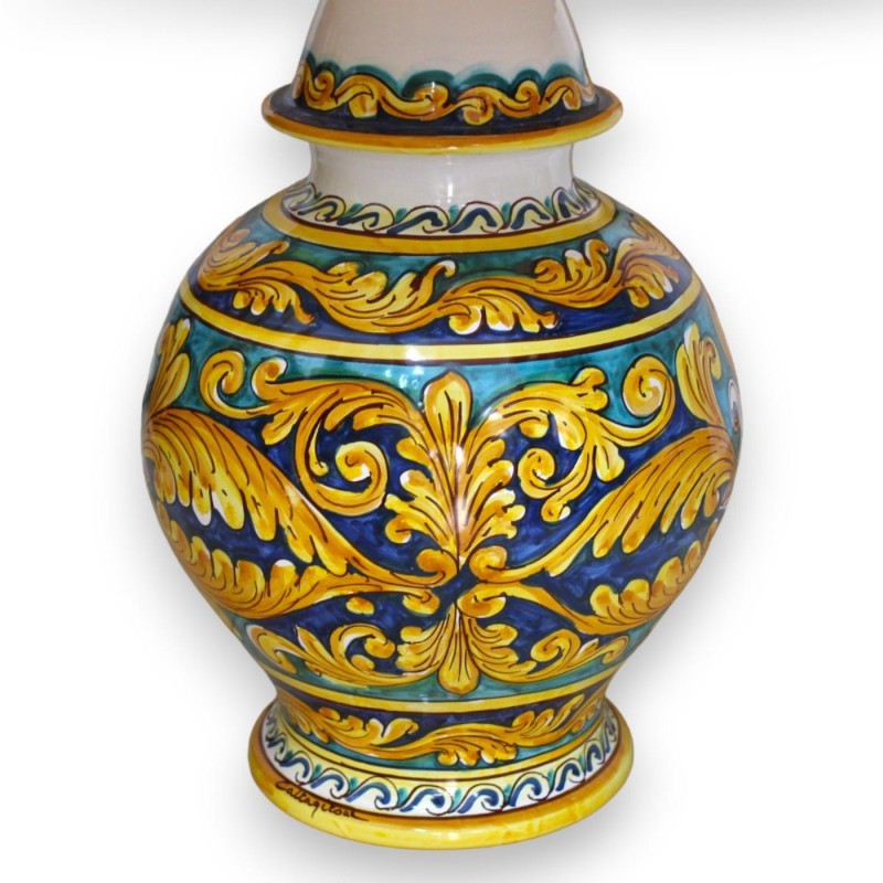 Caltagirone ceramic Baroque lamp - 70 cm approx. Baroque and Geometric decoration - 