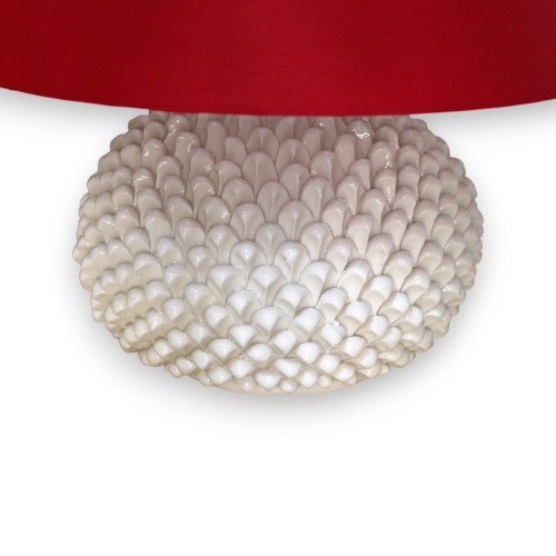 Lâmpada Pigna redonda em cerâmica Caltagirone - h 55 cm aprox. Branco -  2