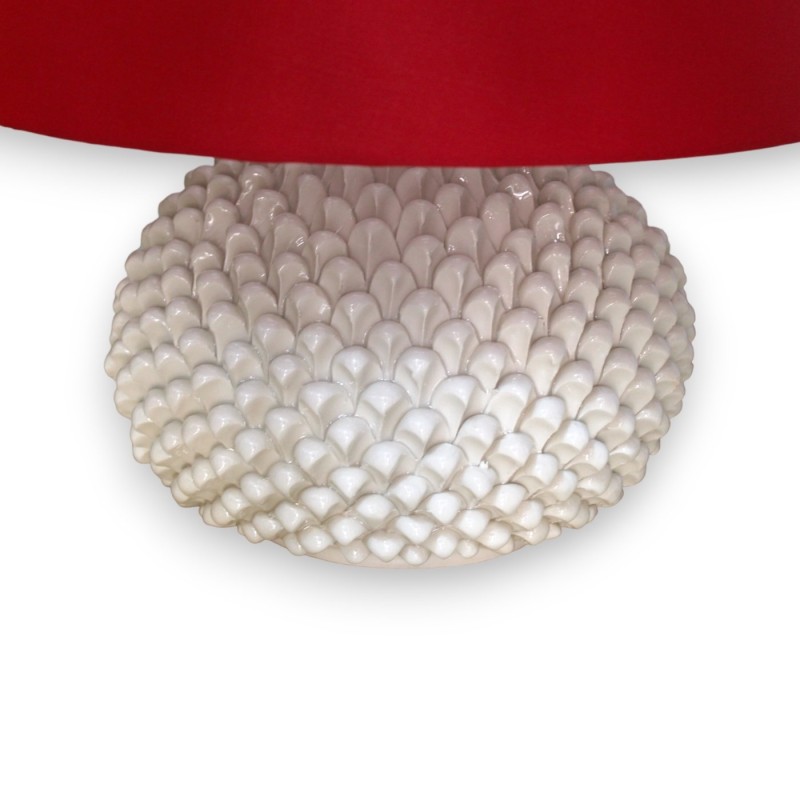 Lâmpada Pigna redonda em cerâmica Caltagirone - h 55 cm aprox. Branco - 