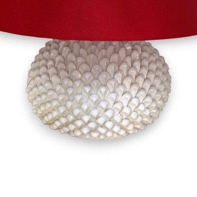 Lâmpada Pigna redonda em cerâmica Caltagirone - h 55 cm aprox. Branco - 