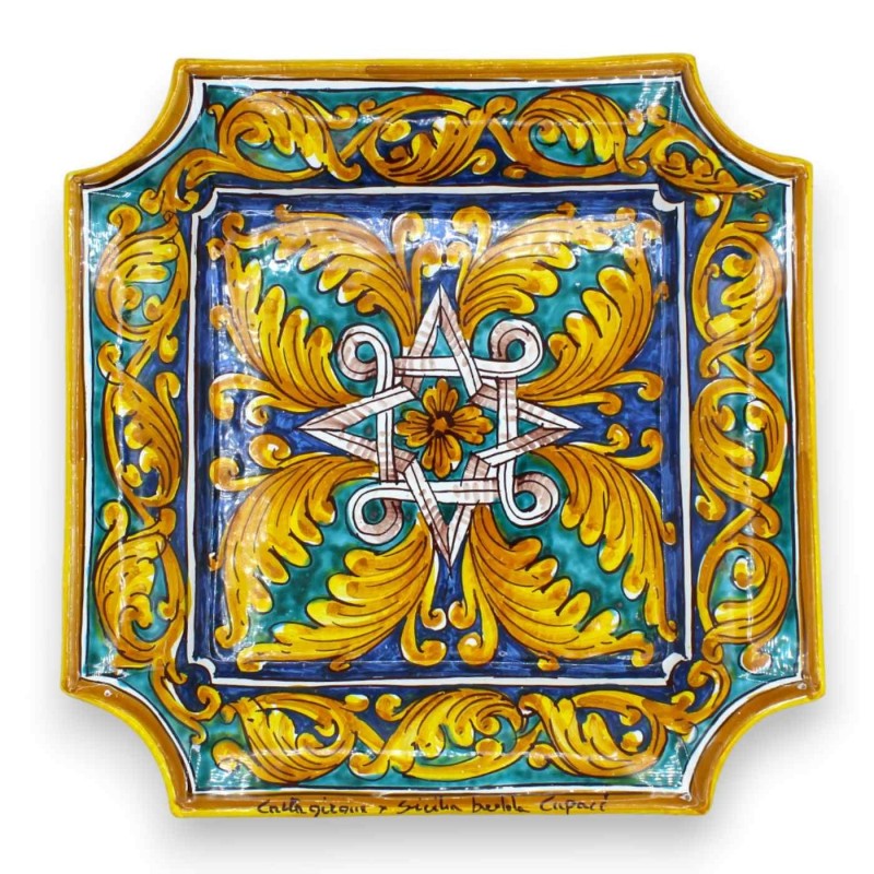 Piatto ottagonale in ceramica Caltagirone - 35 x 35 cm ca. (1pz) con opzioni decoro - 