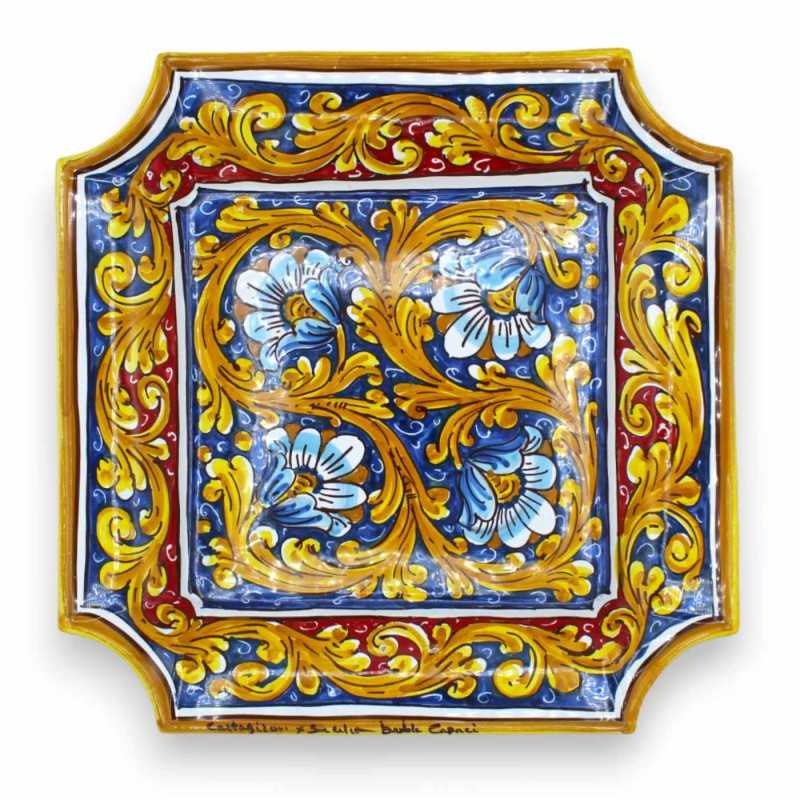 Achteckiges Tafelaufsatztablett aus Caltagirone-Keramik – ca. 35 x 35 cm (1 Stück) mit Dekorationsmöglichkeiten - 