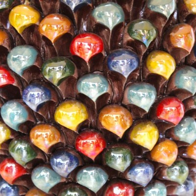 Lámpara Pigna de cerámica Caltagirone - h 60 cm aprox. Multicolor con esmalte de nácar - 