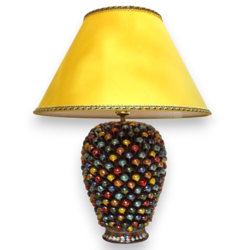 Pigna lamp in Caltagirone ceramic - h 60 cm approx. Multicolored with mother-of-pearl enamel - 