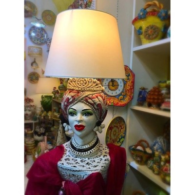 Stirnlampe für sizilianische Frau aus Caltagirone – Höhe ca. 60 cm - 