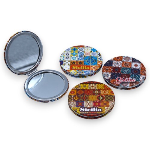 Specchietto da borsa - Ø 7 cm ca. (1pz) con 4 opzioni decoro - 