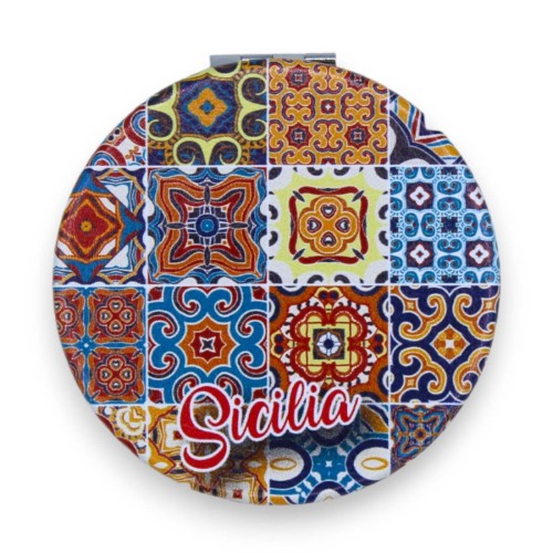 Espelho de bolsa redondo - Ø aprox. 7cm (1pc) com 4 opções de decoração Majólica Siciliana -  2