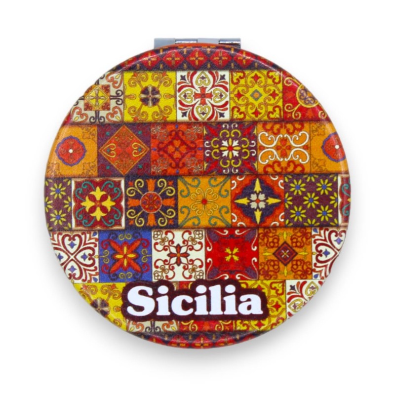 Miroir de sac rond - Ø environ 7 cm (1pc) décoration aléatoire majolique sicilienne - 