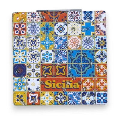Specchietto da borsa quadrato - L 7 x 7 cm ca. (1pz) con 4 opzioni decoro - 