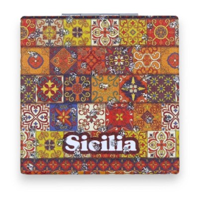 Specchietto da borsa quadrato - L 7 x 7 cm ca. (1pz) con 4 opzioni decoro - 