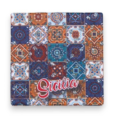 Specchietto da borsa quadrato - L 7 x 7 cm ca. (1Unità) decoro casuale Maioliche Siciliane - 
