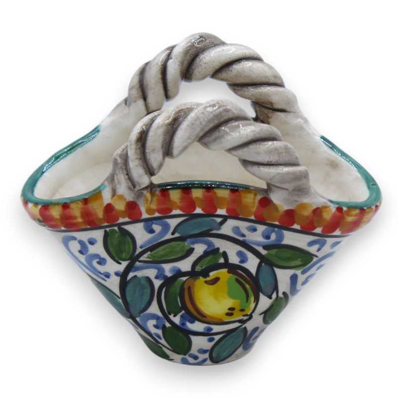 Coffa in ceramica Caltagirone - h 10 x 11 cm ca. decoro limone e fichidindia MD1 - 