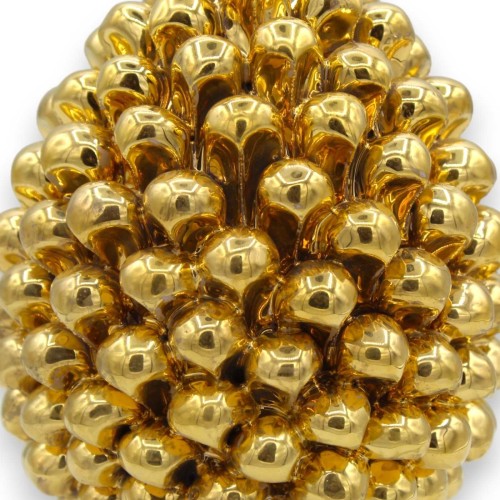 Siciliaanse dennenappel Caltagirone serie ÉLITE - h 20 cm ca. volledig bedekt met 24-karaats puur gouden email, witte st 2