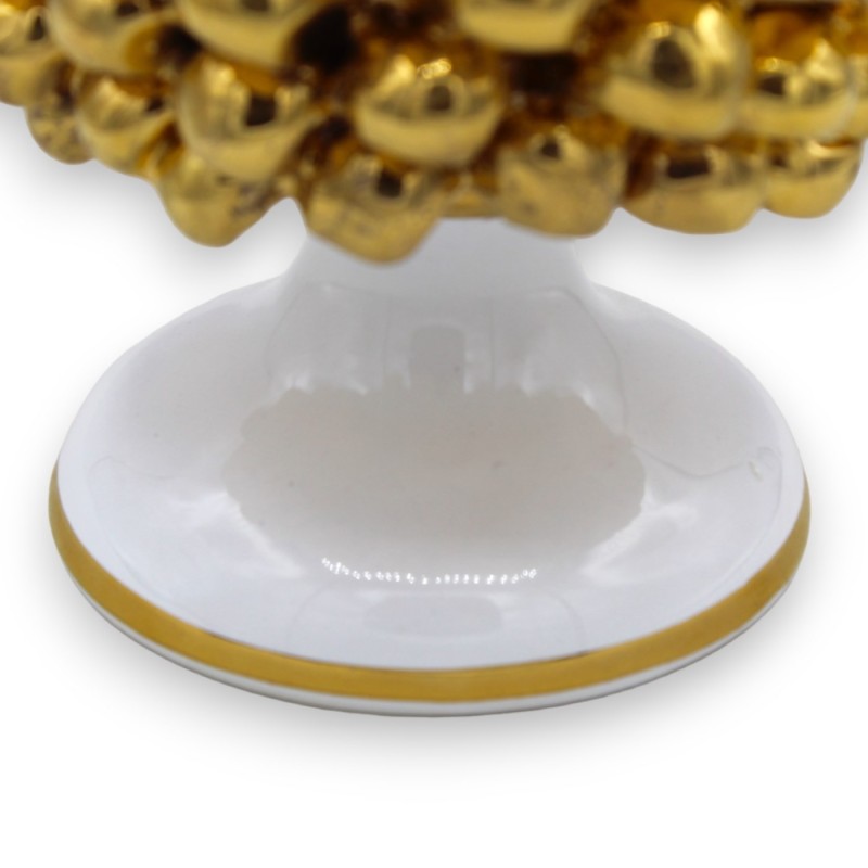 Caltagirone pomme de pin sicilien série ÈLITE - h environ 20 cm entièrement recouvert d'émail en or pur 24 carats, tige 