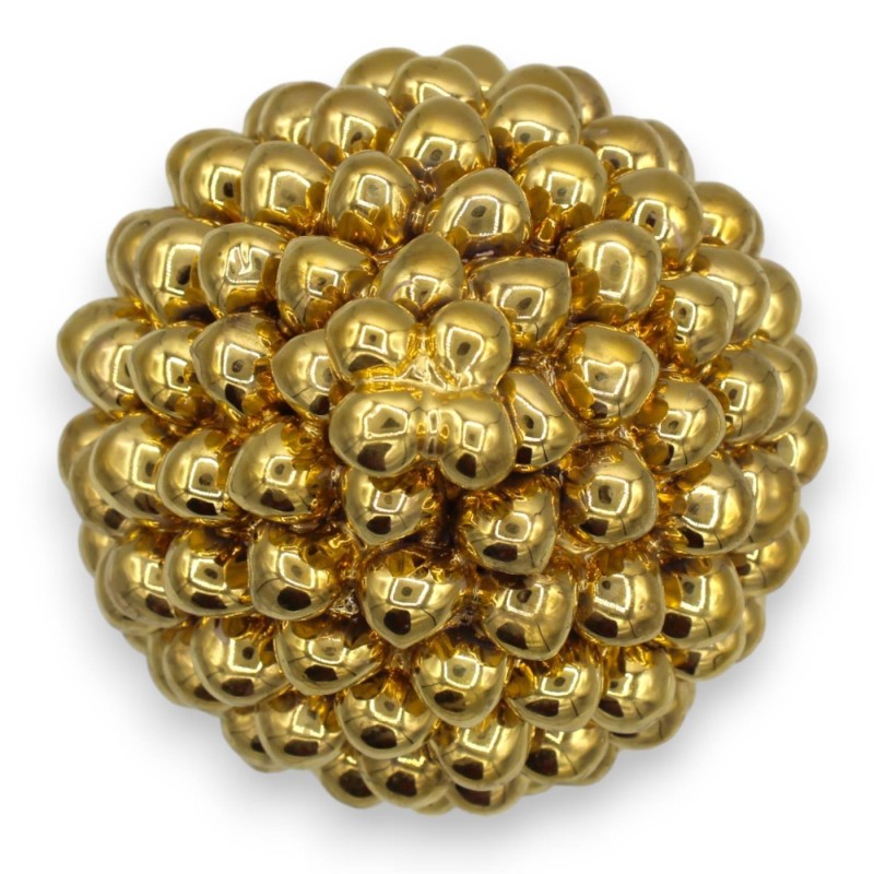 Caltagirone pomme de pin sicilien série ÈLITE - h environ 20 cm entièrement recouvert d'émail en or pur 24 carats, tige 