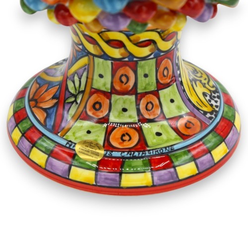 Sicilian pine cone from Caltagirone, ÈLITE series - approx. 40 cm high. Multi-colored and multi-decorated stem. -  2