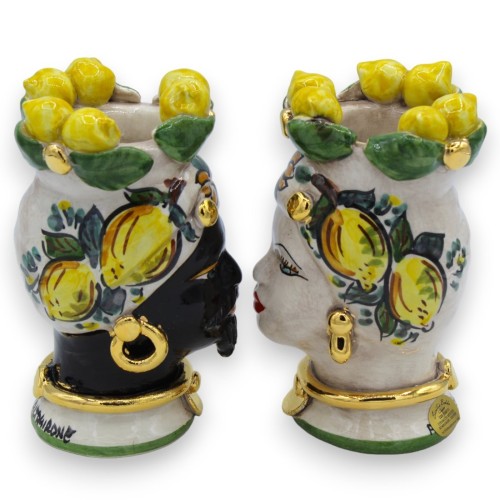 Cabezas de Moro Caltagirone h 15 cm aprox. Corona de limón Acabado con esmalte de oro puro MD2 de 24k -  2