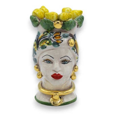 Heads of Moro Caltagirone h 15 cm ca. Citronkrona Avslutad med 24k MD2 rent guldemalj - 