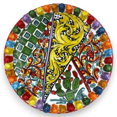 Mittstycke eller tomma fickor Pigna i Caltagirone Keramik - Ø 27 cm ca. ÉLITE-serien, Flerfärgad och multidekoration - 