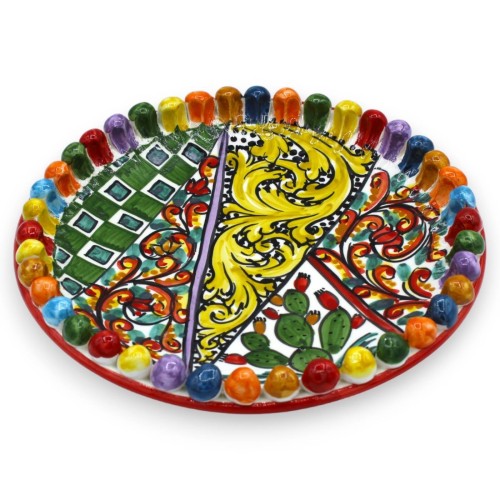 Middenstuk of lege vakken Pigna in Caltagirone Keramiek - Ø 27 cm ca. ÉLITE serie, veelkleurig en multi-decoratie -  2