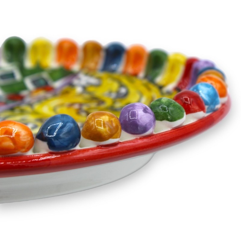 Tafelaufsatz oder Taschenentleerer aus Tannenzapfen aus Caltagirone-Keramik – Ø ca. 27 cm. ÈLITE-Serie, mehrfarbig und m