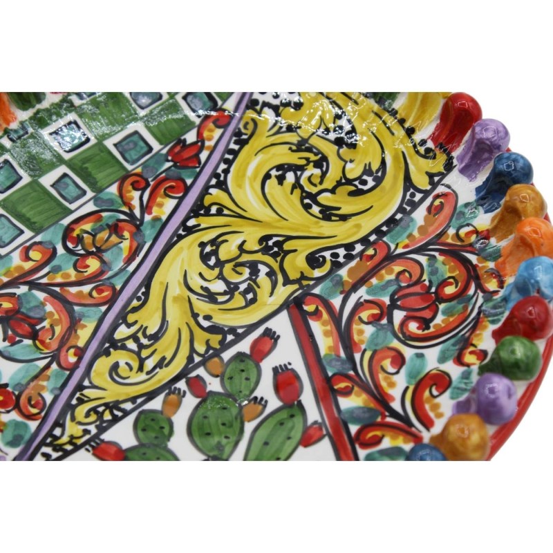 Mittstycke eller tomma fickor Pigna i Caltagirone Keramik - Ø 27 cm ca. ÉLITE-serien, Flerfärgad och multidekoration - 