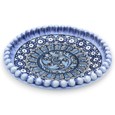 Centrotavola o svuota tasche Pigna, Ceramica Caltagirone, 3 Opzioni Misura (1Unità) Decoro barocco su fondo Blu Antico -