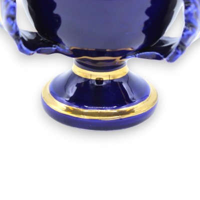 Pumo em cerâmica Caltagirone - h 15 cm aprox. Azul cobalto e acabamento com esmalte de ouro puro 24k - 